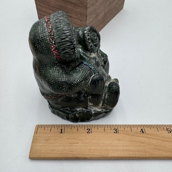 Inuit Sculpture Black Soapstone Hand Made The Wolf Sculptures Canada Parent moth - Picture 13 of 13